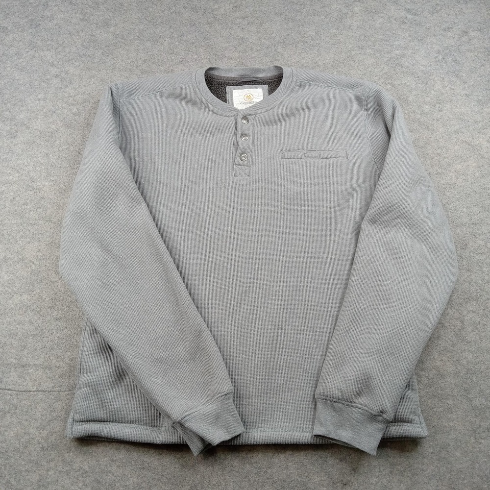 Cloudveil Pullover Mens Large Gray‎ Fleece Lined Henley Long Sleeve Hiking Top
